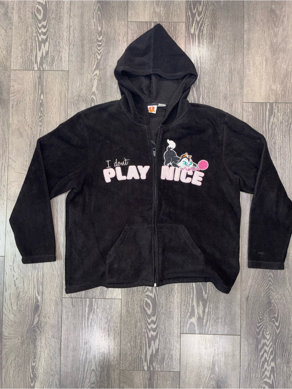 Vintage 90s Looney Tunes Hooded Zip Jacket "I Don't Play Nice" Penelope Pussycat